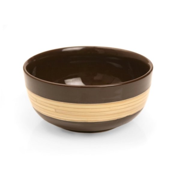 New World of Good Fair Trade Bamboo Wrapped Ceramic Bowl Handmade in Vietnam - Picture 1 of 1